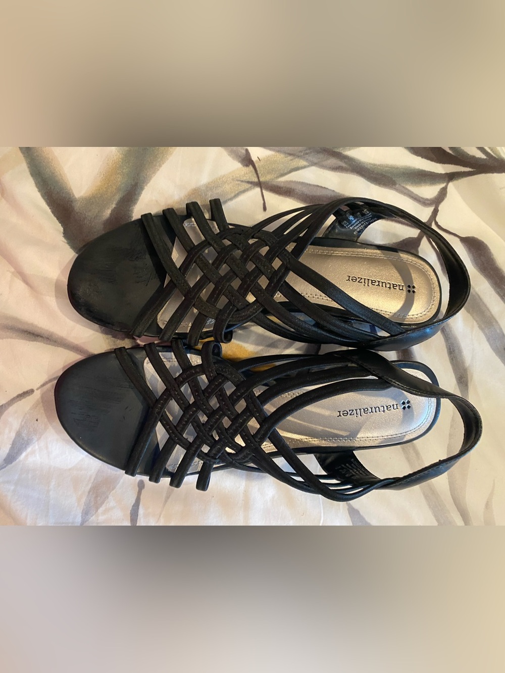 Naturalizer Black Woven Strappy Sandals